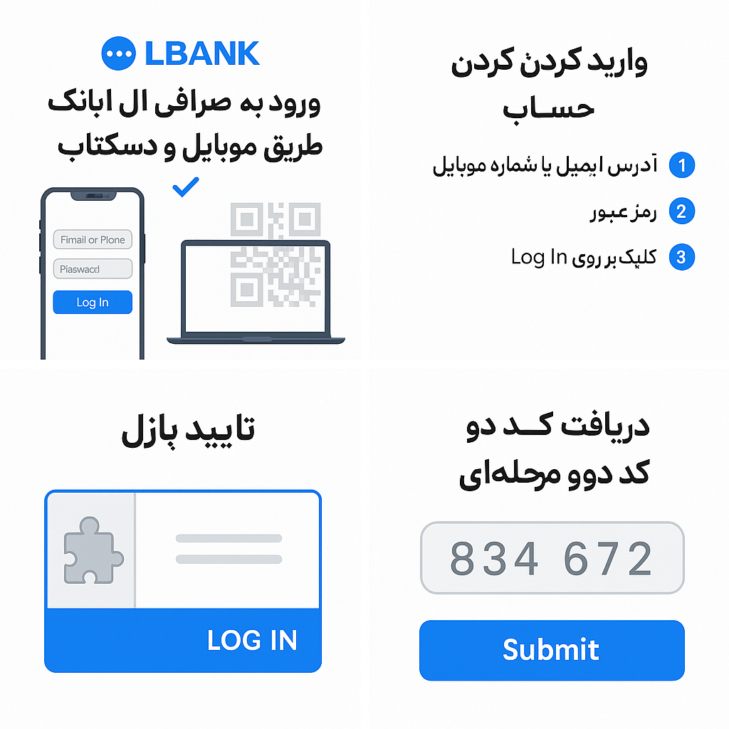 ورود به صرافی ال‌ بانک (LBank) با موبایل و دسکتاپ